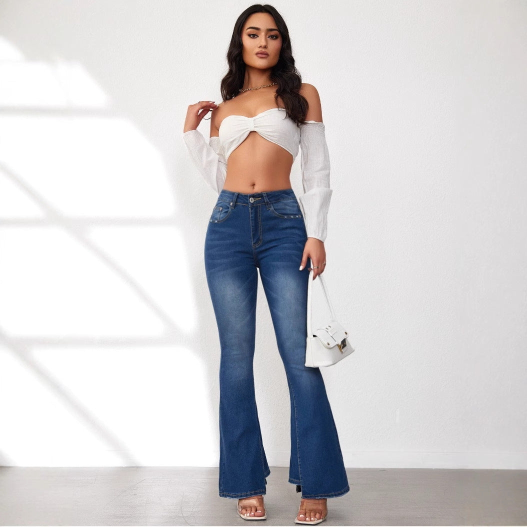 Women's High-Waisted Flared Jeans