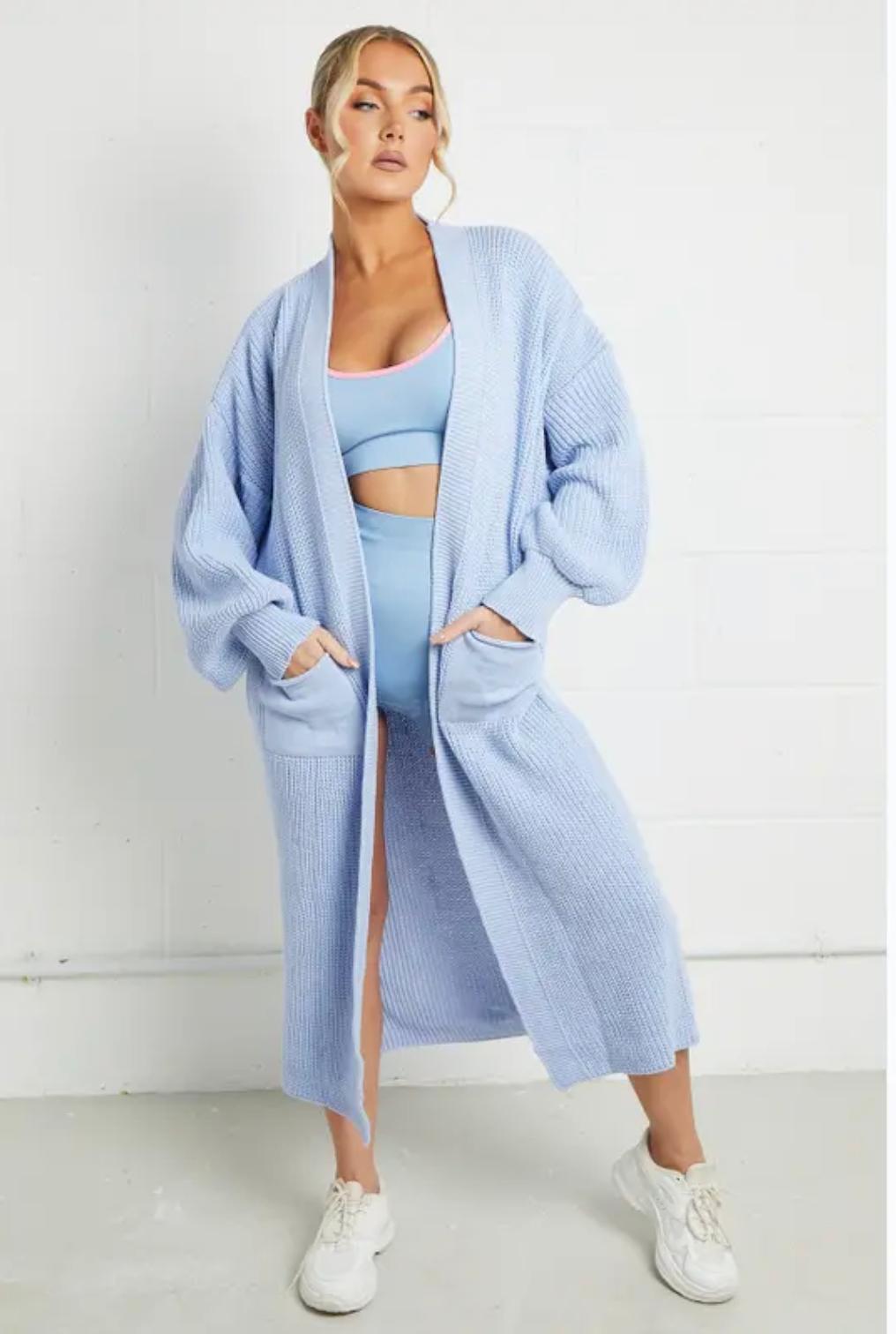 Women's Long Knit Coat with Spacious Pockets