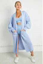 Women's Long Knit Coat with Spacious Pockets