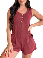 Women's Textured Jumpsuit with Decorative Buttons