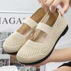 Women's Breathable Knit Ballet Flats with Elastic Strap