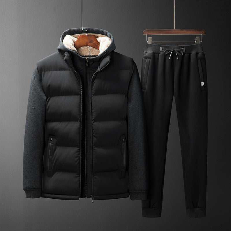 Men's Padded Hooded Vest and Jogging Pants Set