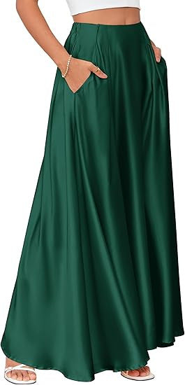 Women's Maxi Skirt with Elegant Pleats and Practical Pockets