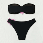 Women's Bandeau Bikini with Elegant Orchid Accents