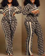 Denim-Style Tracksuit Set with Zipper
