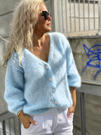 Women's Fluffy Cardigan with Puff Sleeves