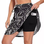 Women's High-Waist Sports Skirt with Integrated Shorts and Pockets