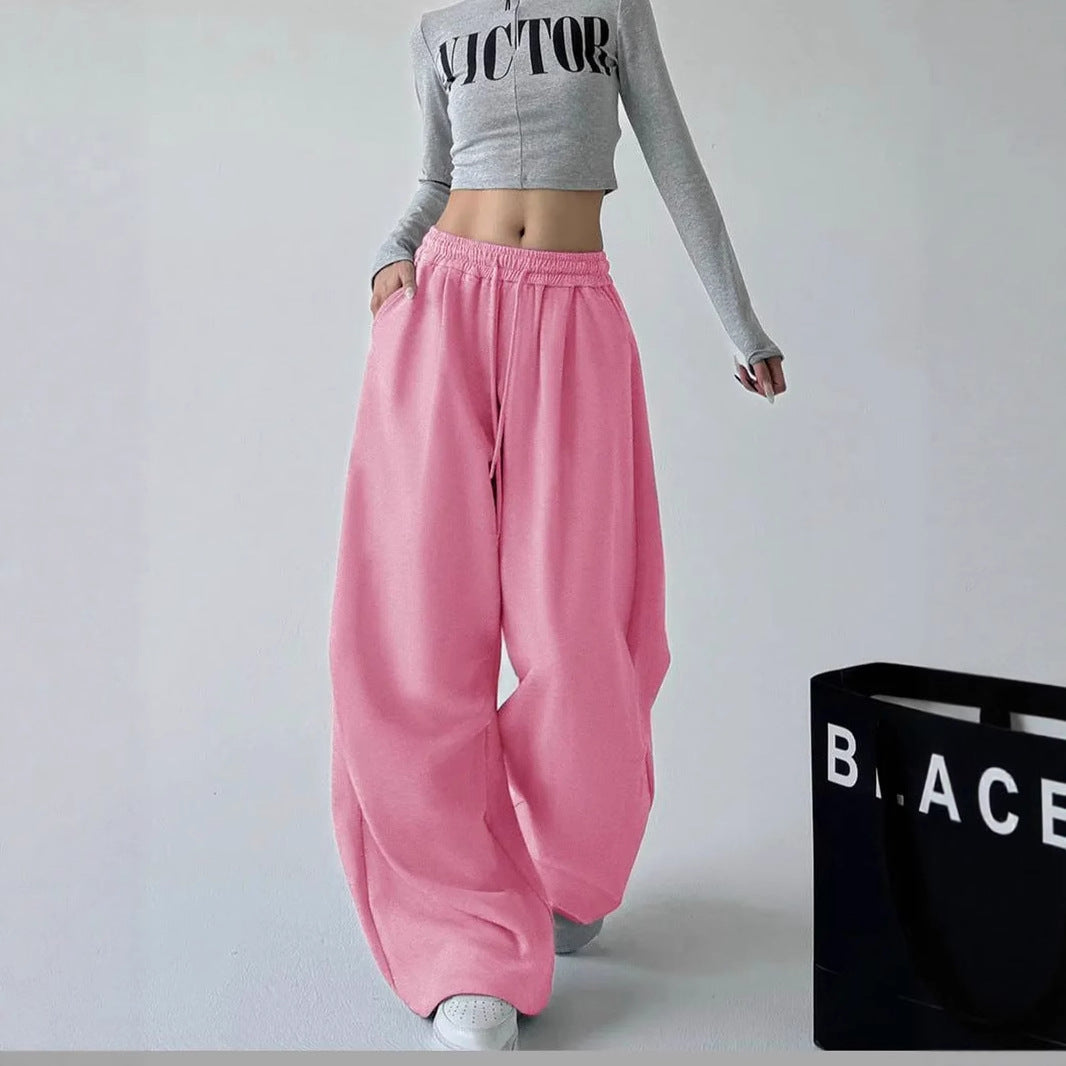 Women's Comfortable Wide-Leg Joggers with Elastic Waist and Pockets