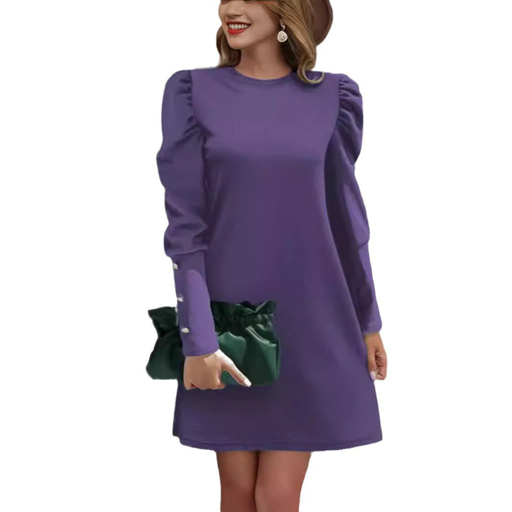Women's Elegant Puff-Sleeve Dress