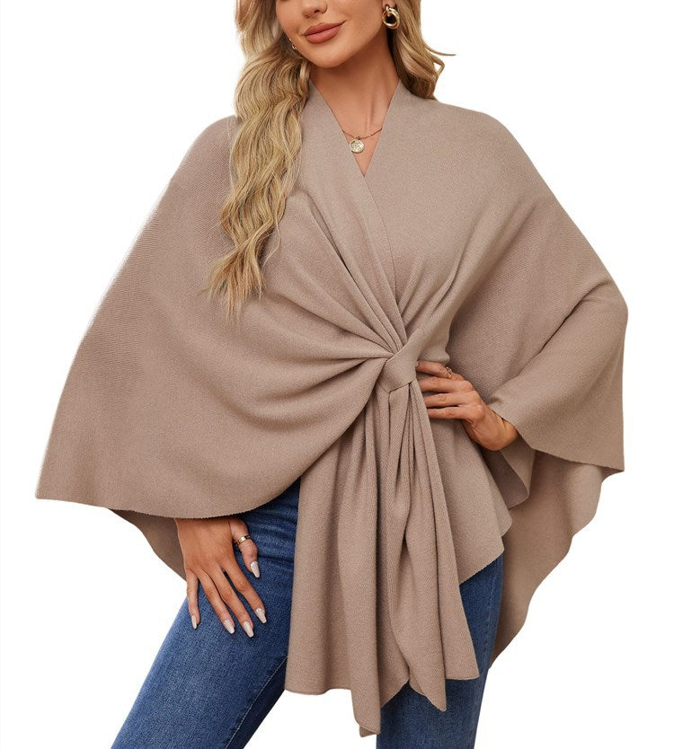Women's Elegant Wrap Sweater with Asymmetrical Cut