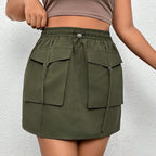 Women's Mini Skirt with Practical Pockets and Adjustable Waistband