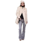 Women's Elegant Short Coat with Double-Breasted Buttons and Silky Details