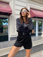 Women's Cropped Hoodie Set with Elastic Waistband