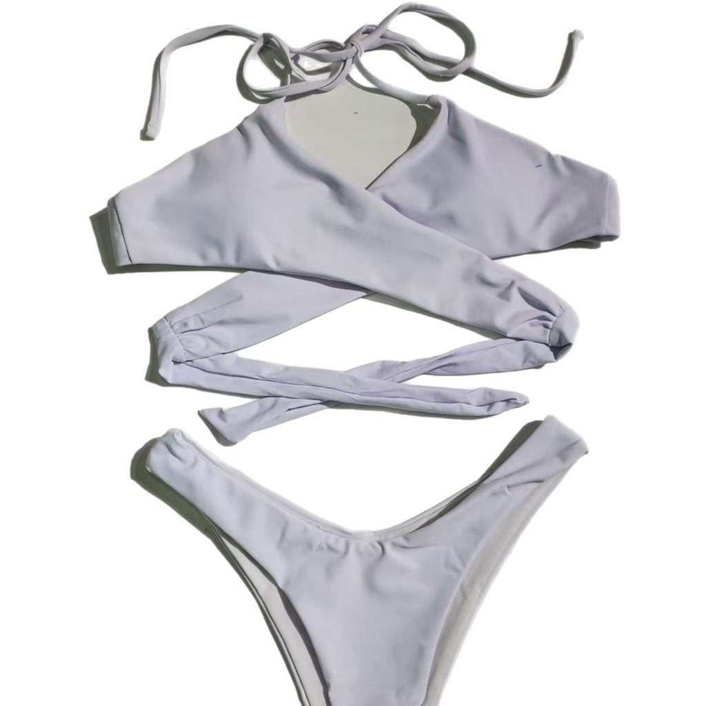Women's Asymmetric Bandeau Bikini with Wrap Top