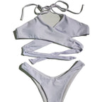 Women's Asymmetric Bandeau Bikini with Wrap Top
