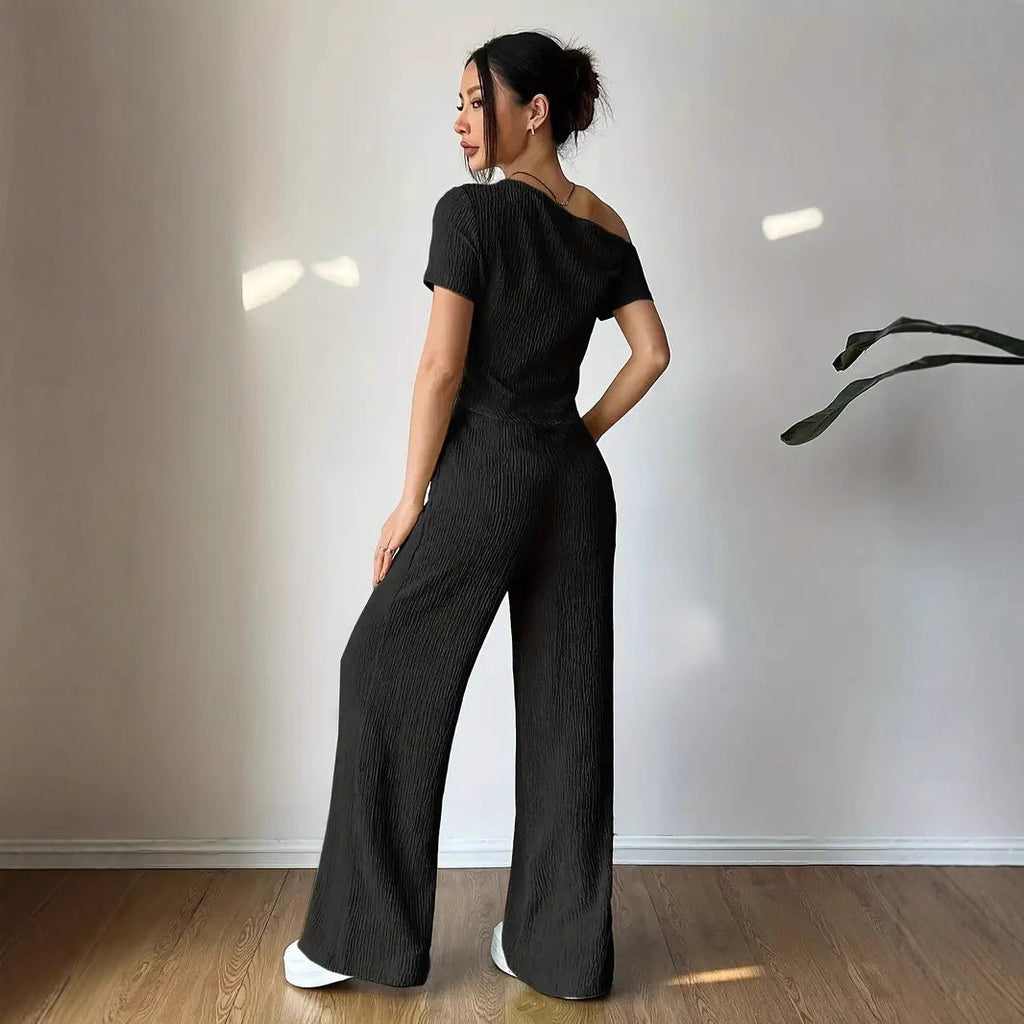 Elegant Jumpsuit with Asymmetrical Cut and Ruching