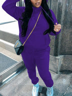 Men's casual jogging suit set with hoodie kangaroo pocket and tapered jogging pants