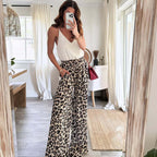 Women's Elegant Wide-Leg Pants in Trendy Leopard Print