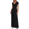 Women's Elegant Wrap Jumpsuit with Wide Leg and Fashionable Details