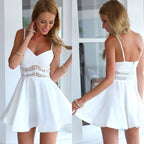 Women's A-Line Summer Mini Dress with Lace Bodice Detail
