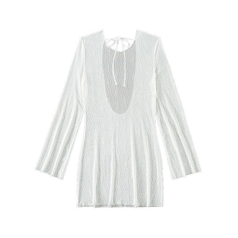 Women's Swim Dress with Elegant Wave Design