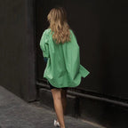 Women's Long-Sleeve Blouse with Elegant Cut and Cotton Fabric