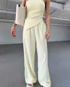 Women's Elegant Strapless Jumpsuit with Asymmetric Design