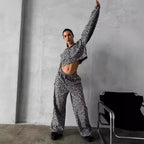Women's Printed Hoodie and Wide Jogger Set