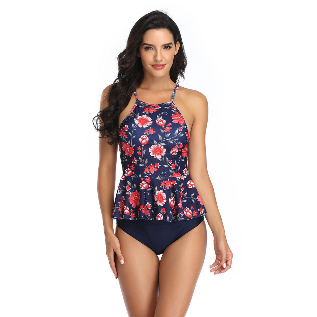 Women's Swimwear with Ruffles and Floral Appliqués