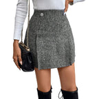 Women's Fashionable Ribbed Mini Skirt