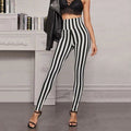 Women's High-Waisted Leggings with Graphic Stripe Pattern