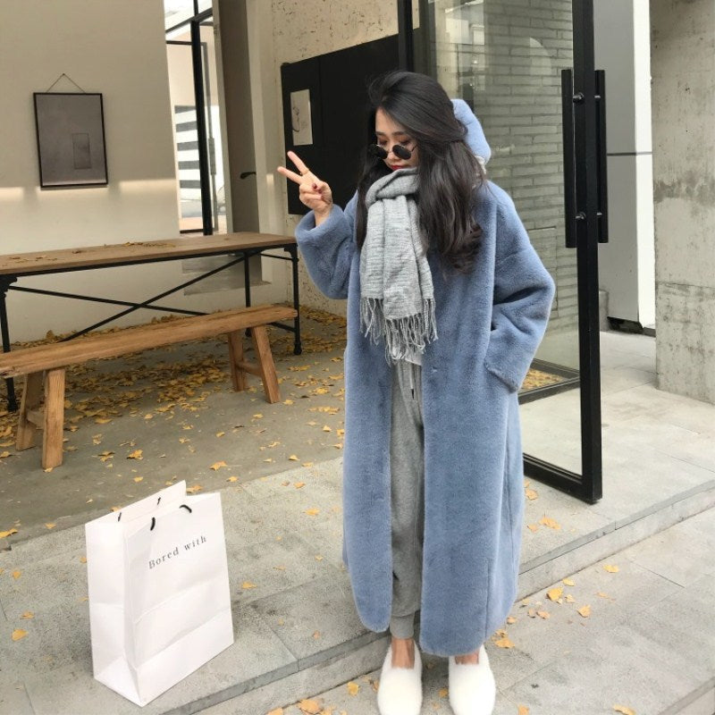 Women's Cozy Oversized Coat with High Collar and Side Pockets
