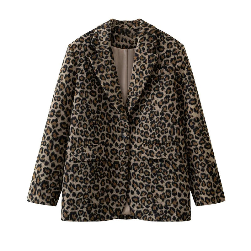Women's Elegant Leopard Print Blazer