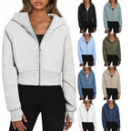 Women's Comfortable Short Sleeve Zip-Up Hoodie