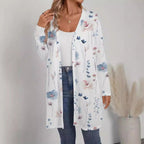 Ladies Floral Longline Cardigan with Open Cut