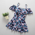 Women's Ruffled Swimsuit with Ribbed Texture