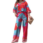 Casual Cropped Blouse and Wide-Leg Pants Set
