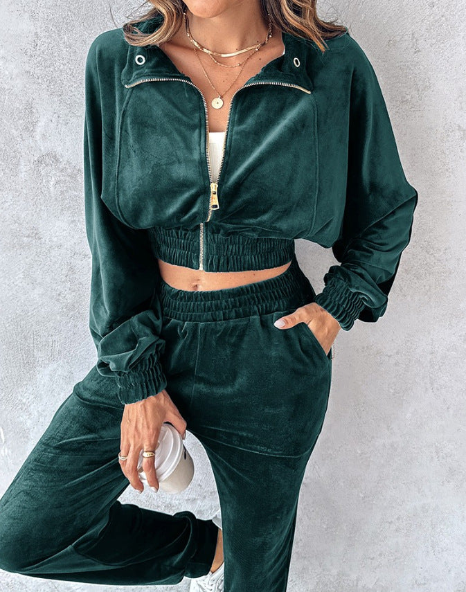 Women's Casual Sport Suit with Elastic Waistband and Pockets