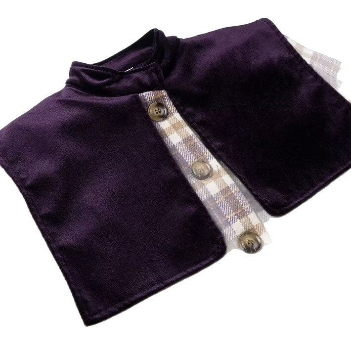 Women's Plaid Trench Coat with Luxurious Velour Details