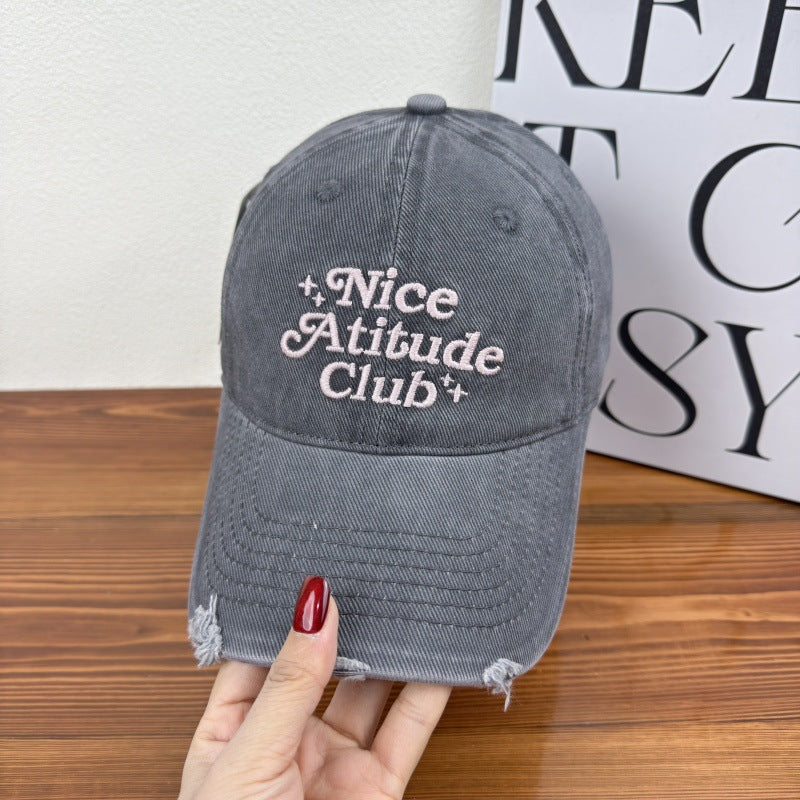 Men's Distressed Cotton Baseball Cap