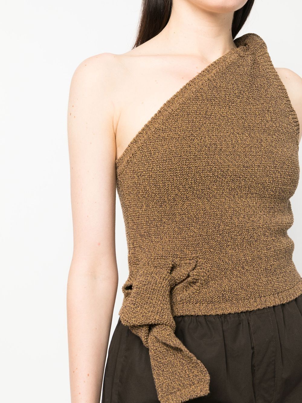 Women's Asymmetrical Knit Top with Decorative Knot