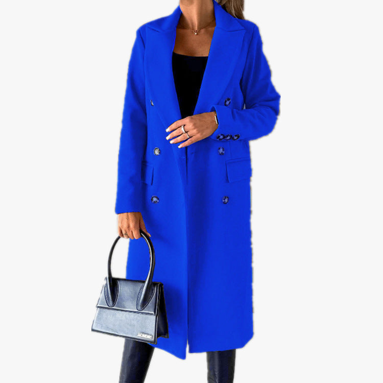 Elegant Double-Breasted Trench Coat with Pockets