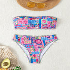 Women's Bandeau Bikini with Colorful Fruit Pattern
