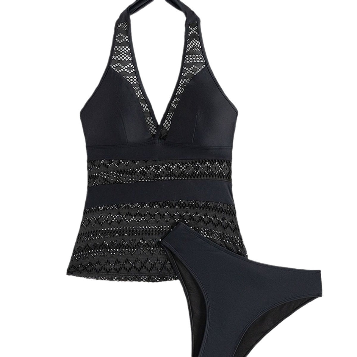 Women's Swimsuit with Attractive Cut and Lace Appliqués