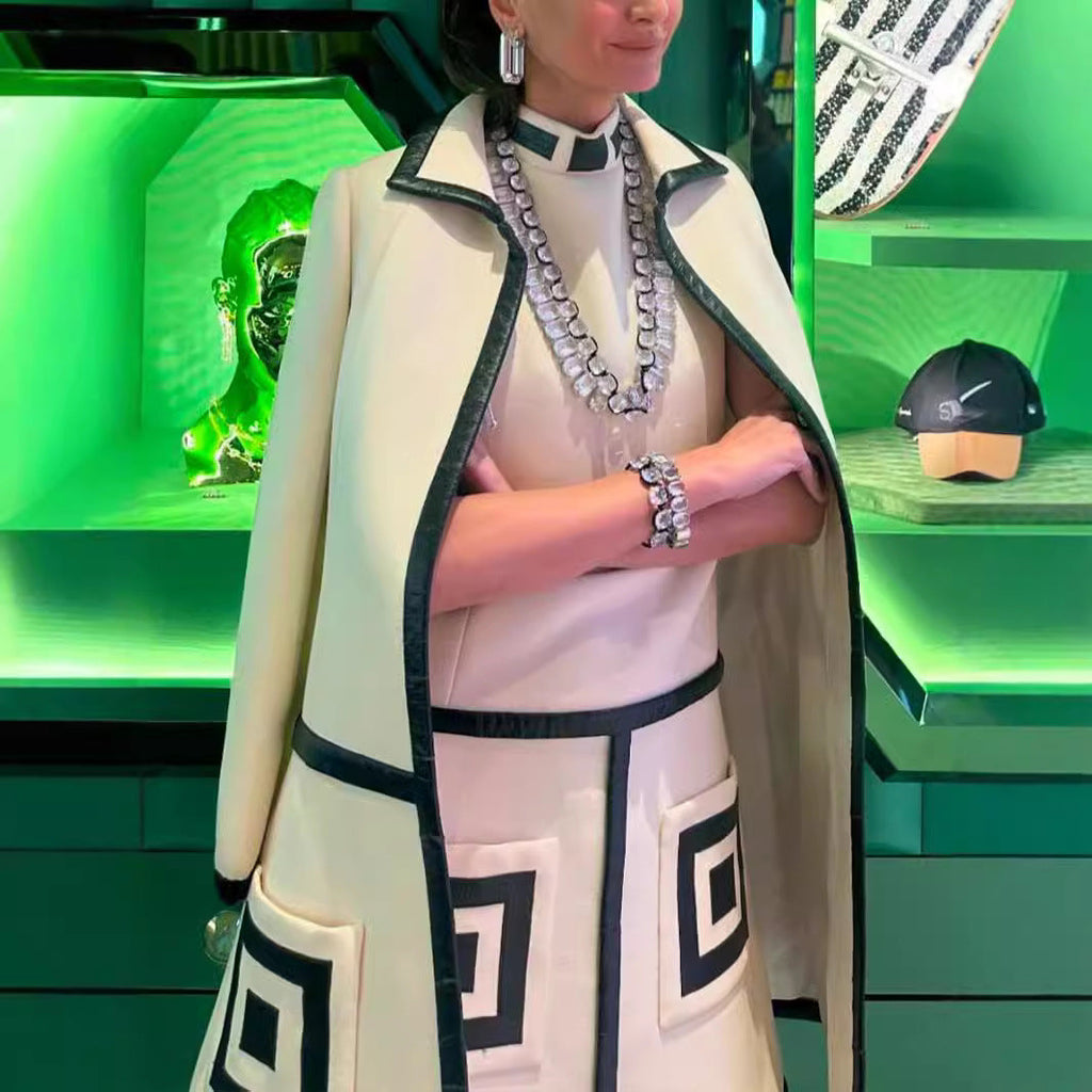 Elegant Textured Jacket with Contrast Stitching