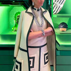 Elegant Textured Jacket with Contrast Stitching