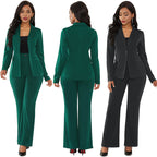Women's Elegant Blazer Set with Tailored Fit and Slim Trousers