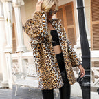 Women's Elegant Leopard Print Faux Fur Jacket