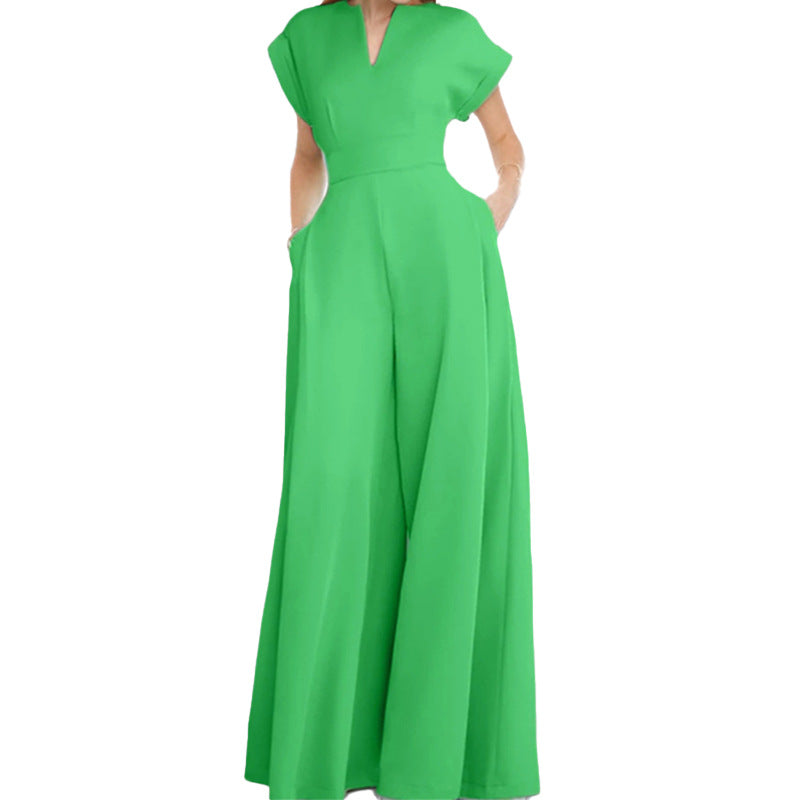 Elegant Women's Wide-Leg Jumpsuit with Shawl Collar