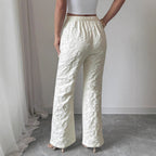 Women's Elegant High-Waisted Floral Trousers